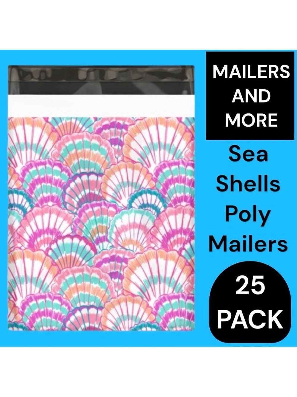 25 10X13 Poly Mailers Seashell Shells Flat Mailers PRICE IS FIRM - Picture 6 of 7